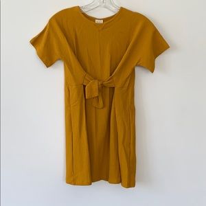 Zara Girls Mustard Dress with Waist Tie #C0030